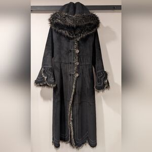 Jessica Black Faux Fur Trimmed Coat